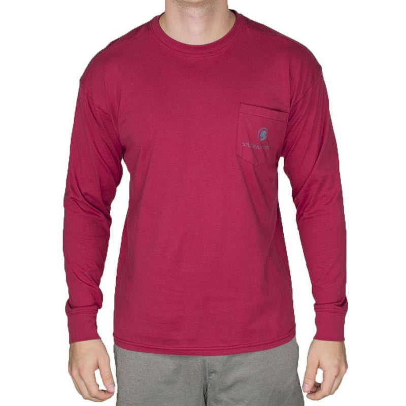 The Original Gameday Long Sleeve Tee Shirt in Rhubarb by Southern Proper - Country Club Prep