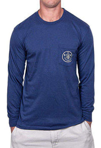 The Revere Long Sleeve Pocket Tee Shirt in Navy by Rowdy Gentleman - Country Club Prep