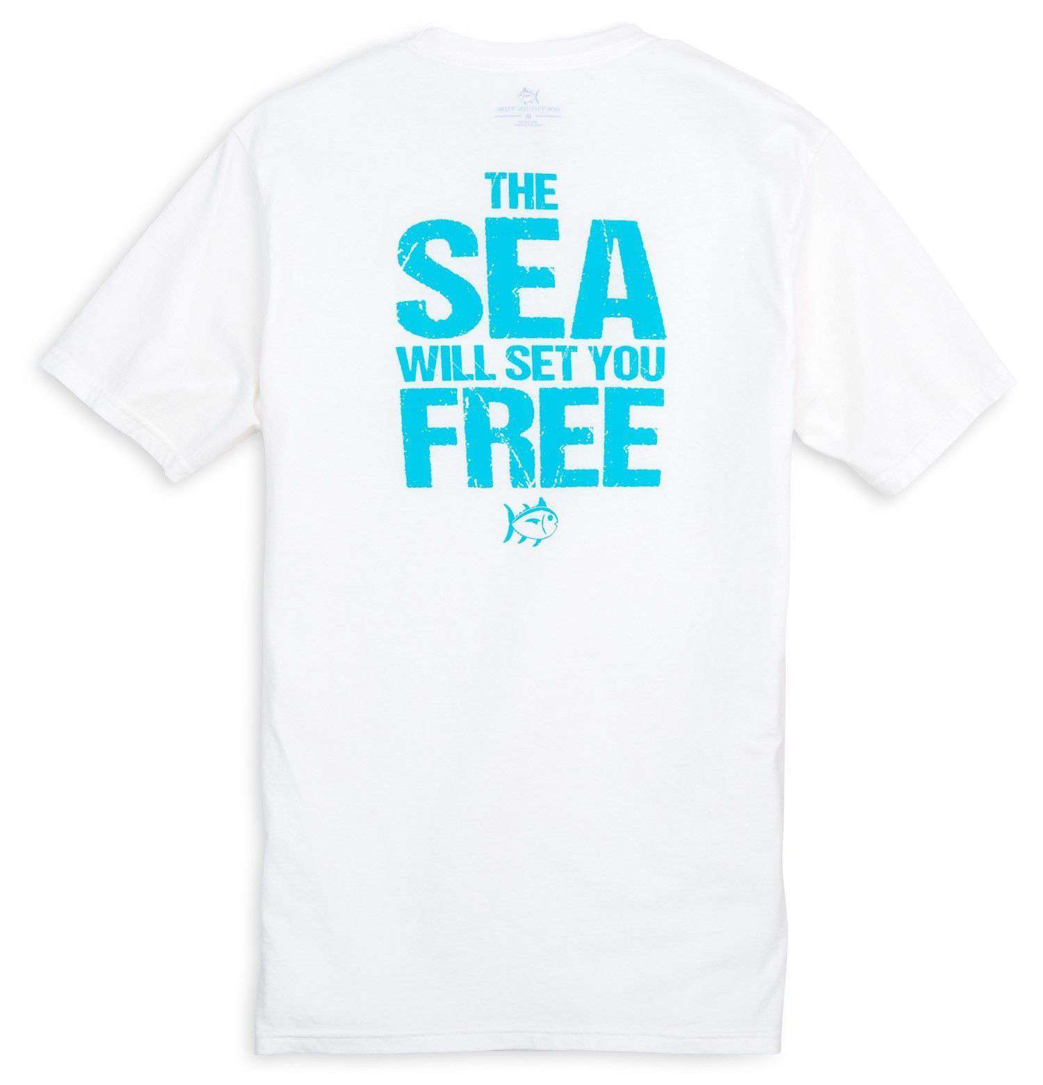 The Sea Will Set You Free Pocket Tee Shirt in Classic White by Southern Tide - Country Club Prep