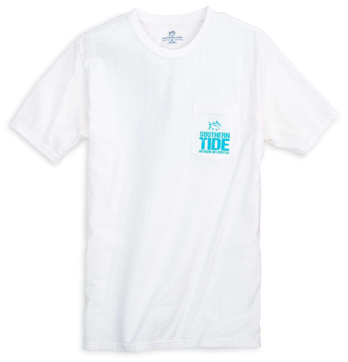 The Sea Will Set You Free Pocket Tee Shirt in Classic White by Southern Tide - Country Club Prep