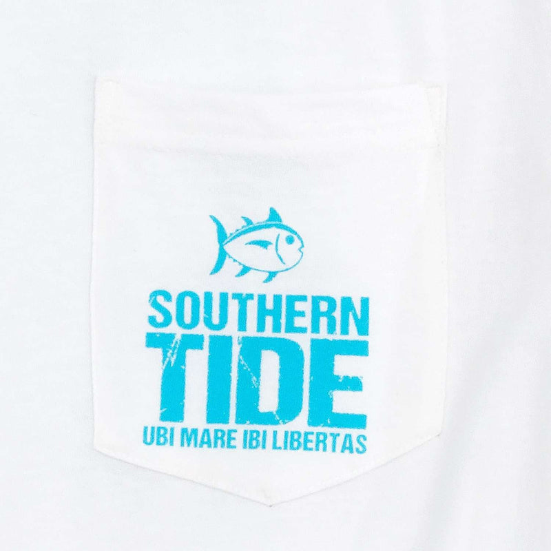 The Sea Will Set You Free Pocket Tee Shirt in Classic White by Southern Tide - Country Club Prep
