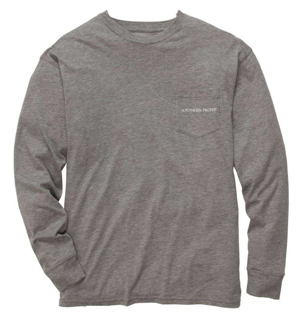 This Dog Hunts Longsleeve Tee Shirt in Heathered Grey by Southern Proper - Country Club Prep
