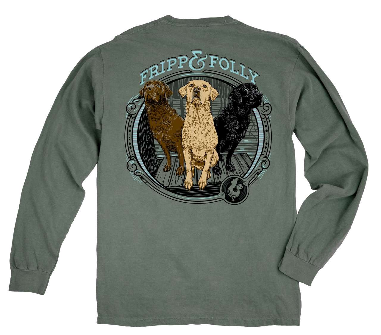Three Dogs Long Sleeve Tee in Light Green by Fripp & Folly - Country Club Prep