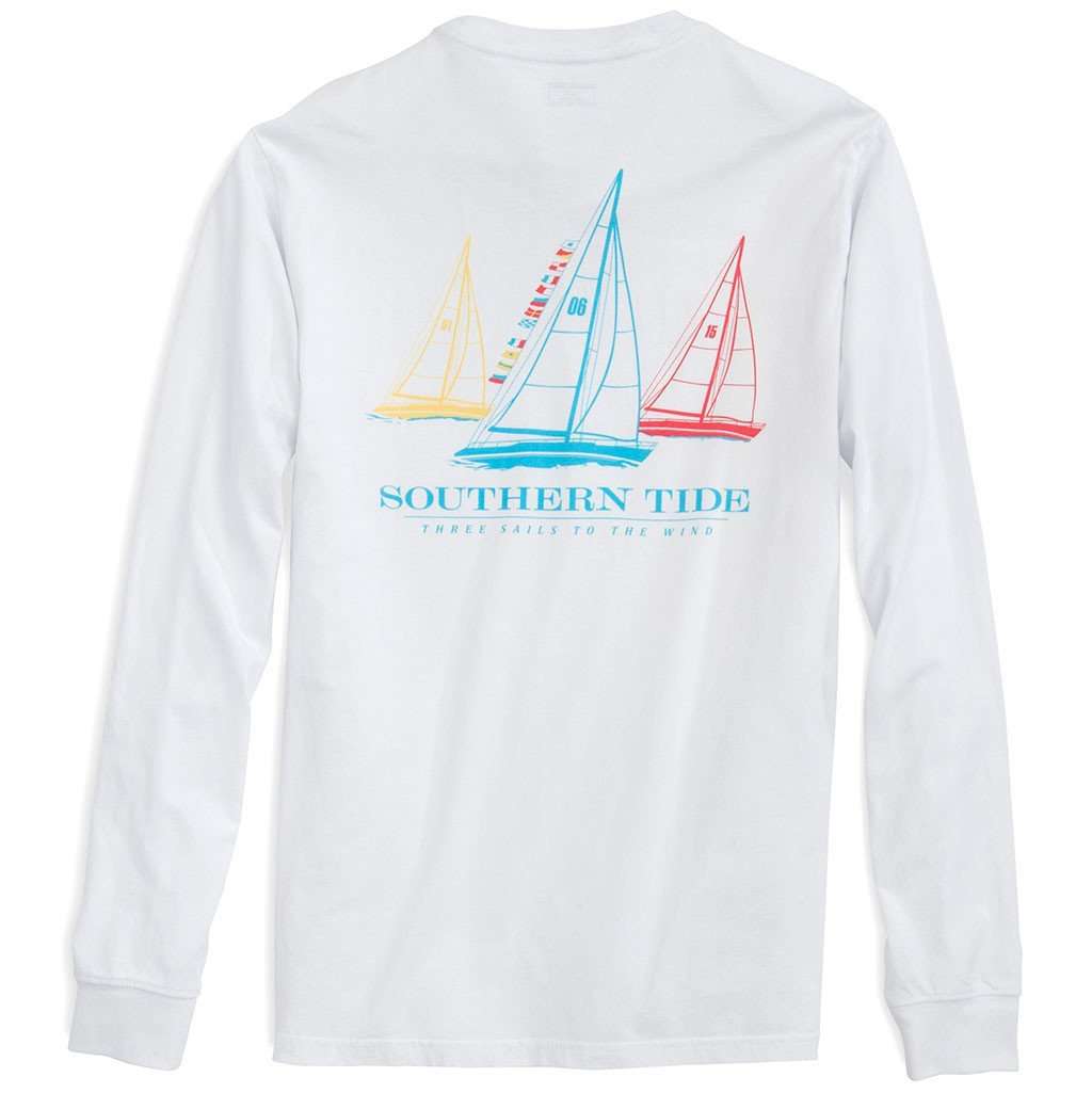 Three Sails Long Sleeve Tee Shirt in Classic White by Southern Tide - Country Club Prep