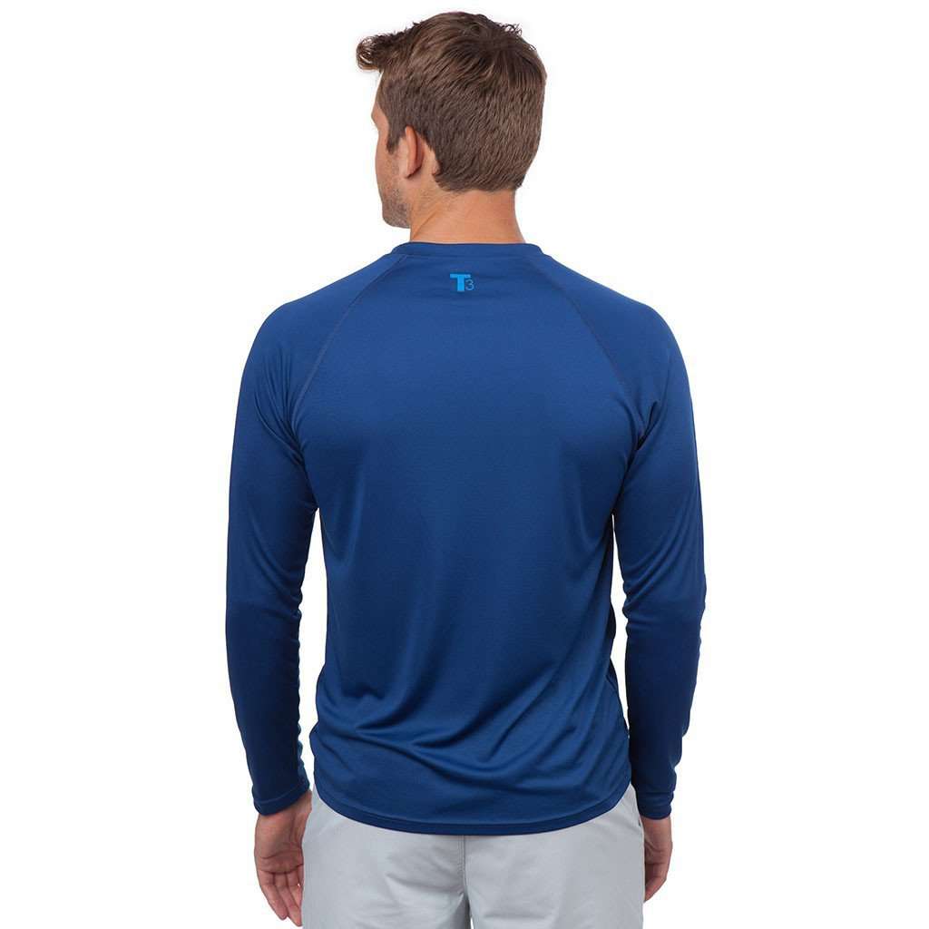 Tide to Trail Long Sleeve Performance Tee Shirt in Yacht Blue by Southern Tide - Country Club Prep