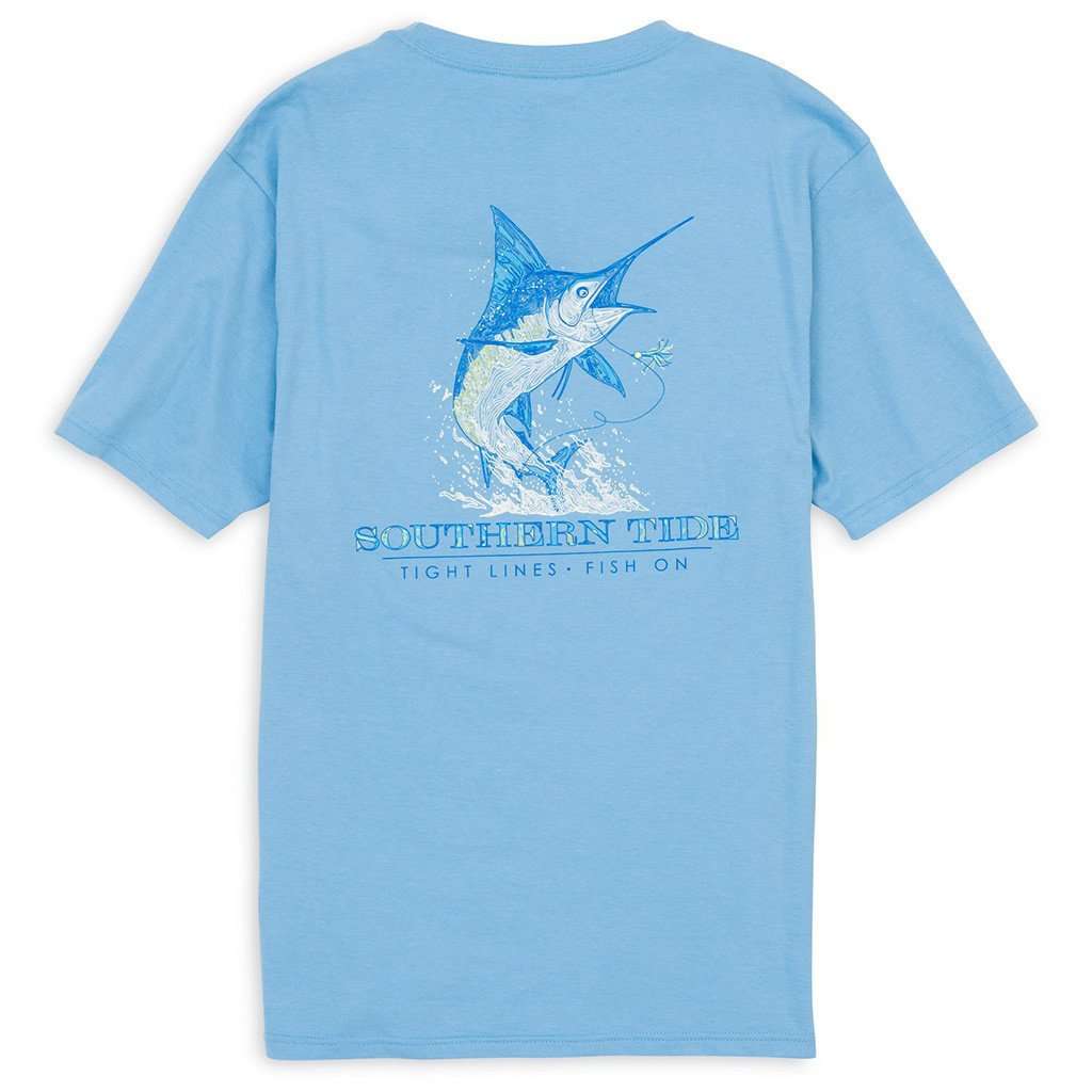 Tight Lines Pocket Tee in Ocean Channel by Southern Tide - Country Club Prep