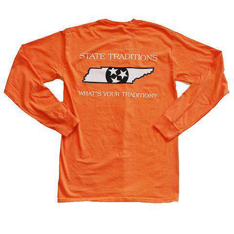 TN Knoxville Traditional Long Sleeve T-Shirt in Orange by State Traditions - Country Club Prep