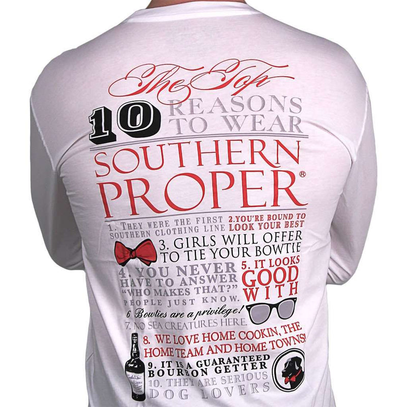 Top Ten Reasons Long Sleeve Tee in White by Southern Proper - Country Club Prep