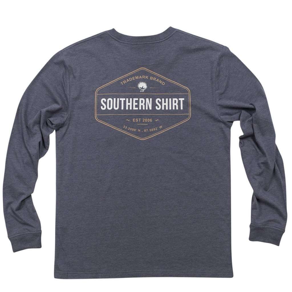 Trademark Badge Long Sleeve Tee Shirt in Indigo by The Southern Shirt Co. - Country Club Prep