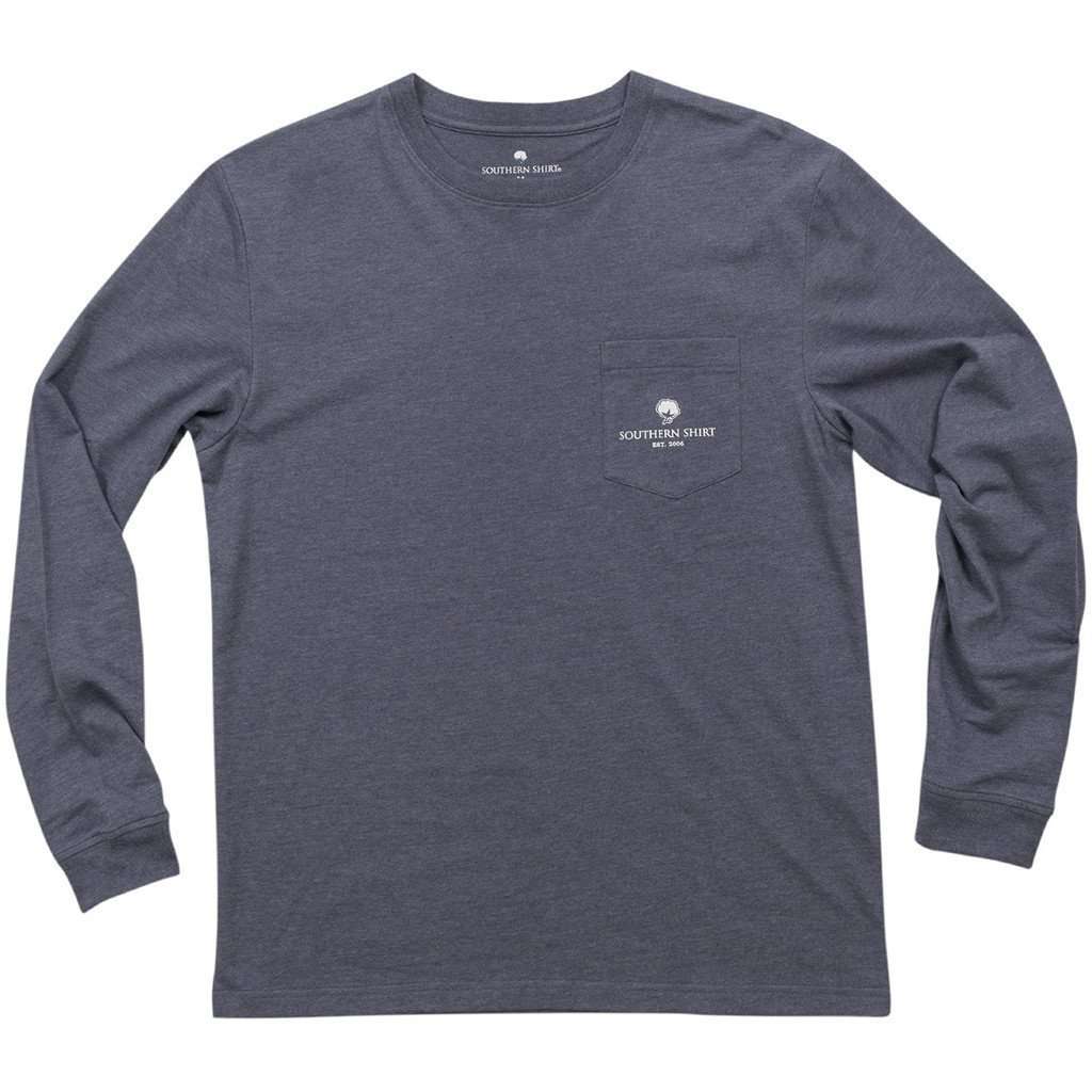 Trademark Badge Long Sleeve Tee Shirt in Indigo by The Southern Shirt Co. - Country Club Prep