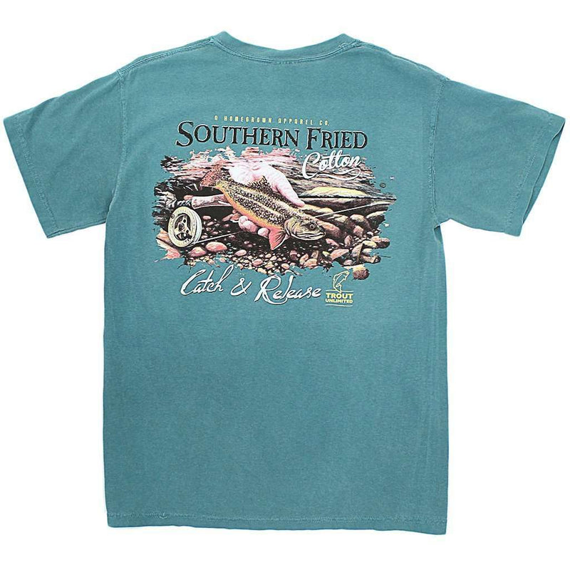 Trout Unlimited Tee Shirt in Light Green by Southern Fried Cotton - Country Club Prep