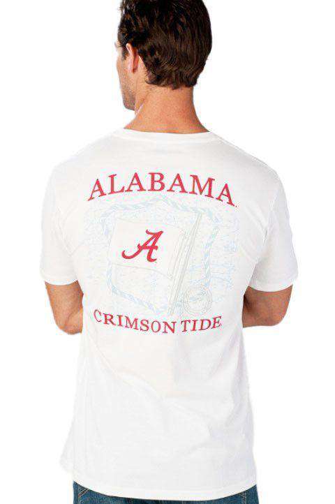 University of Alabama Flag Tee Shirt in White by Southern Tide - Country Club Prep