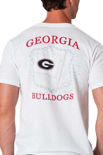 University of Georgia Flag Tee Shirt in White by Southern Tide - Country Club Prep