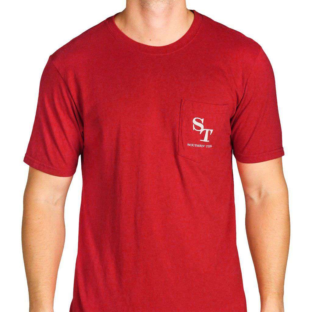 University Outline Pocket Tee in Crimson by Southern Tide - Country Club Prep