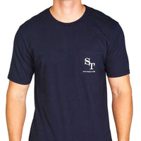 University Outline Pocket Tee in Dark & Stormy by Southern Tide - Country Club Prep