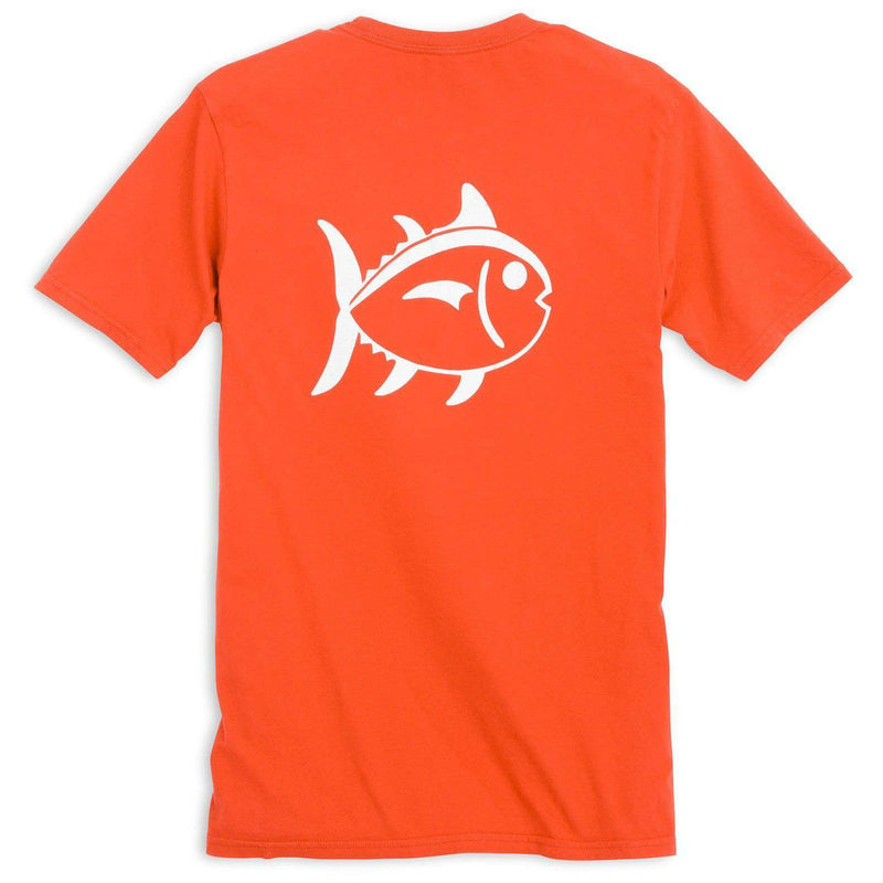University Outline Pocket Tee in Endzone Orange by Southern Tide - Country Club Prep
