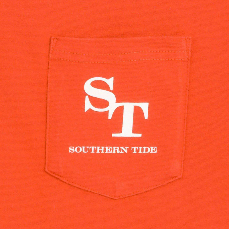 University Outline Pocket Tee in Endzone Orange by Southern Tide - Country Club Prep