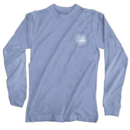 USA Flag Cooler Long Sleeve Tee in Washed Denim by Live Oak - Country Club Prep