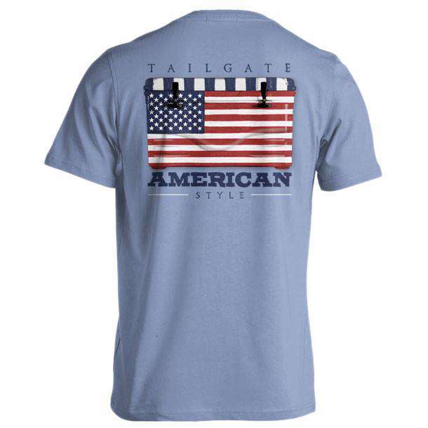 USA Flag Cooler Tee in Washed Denim by Live Oak - Country Club Prep