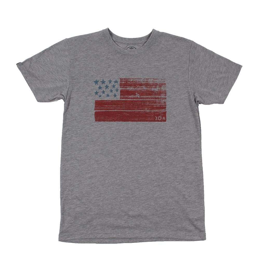 USA Flag Recycled Tee Shirt in Grey by 30A - Country Club Prep