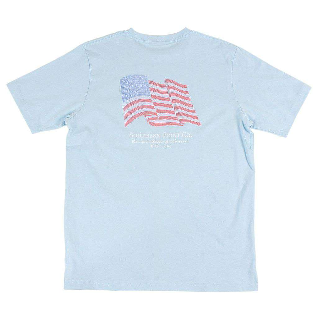 Southern Point USA Flag Tee in Light Blue – Country Club Prep