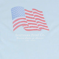 USA Flag Tee in Light Blue by Southern Point Co. - Country Club Prep
