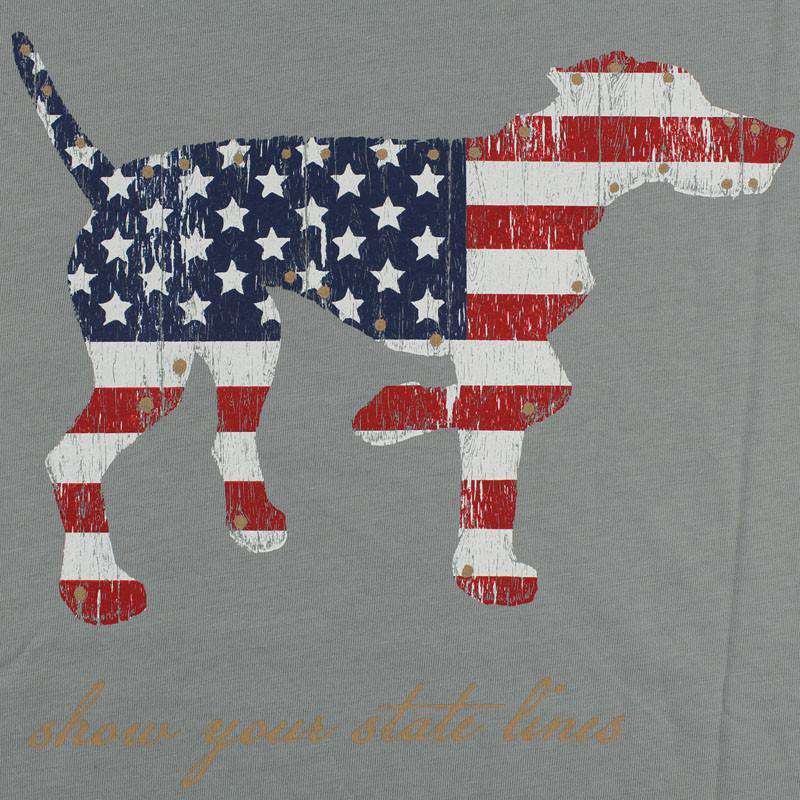 USA SPC State Line Tee in Ocean Grey/Green by Southern Point Co. - Country Club Prep