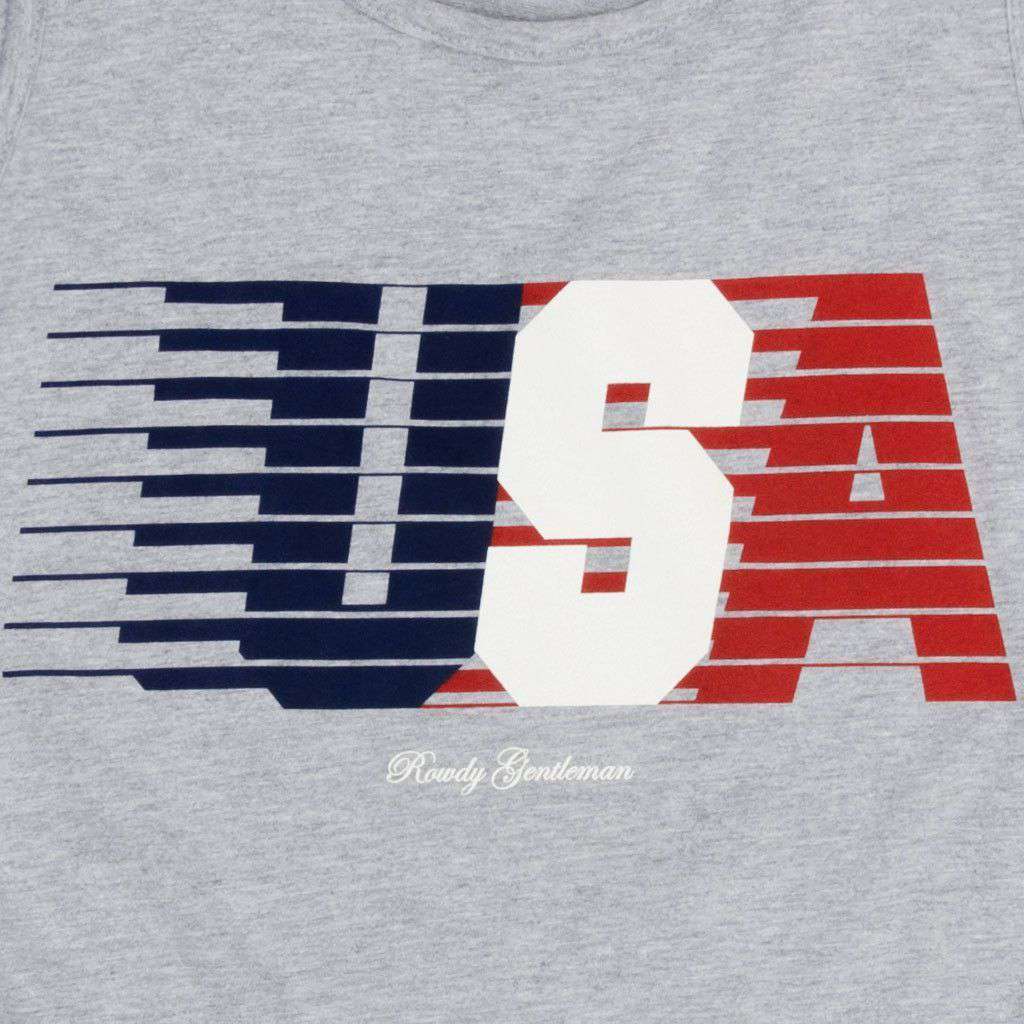 USA Streaking Tank Top in Dark Grey by Rowdy Gentleman - Country Club Prep