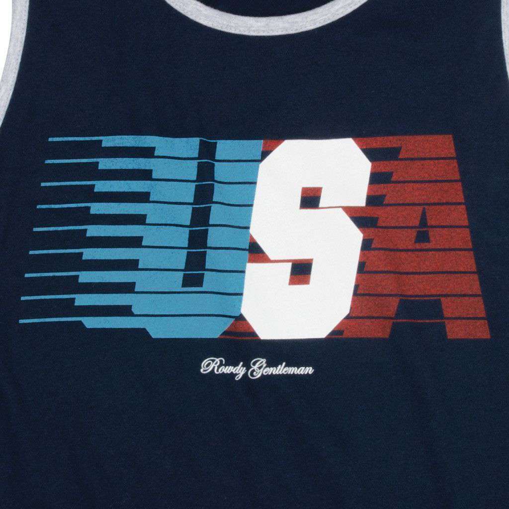 USA Streaking Tank Top in Navy by Rowdy Gentleman - Country Club Prep
