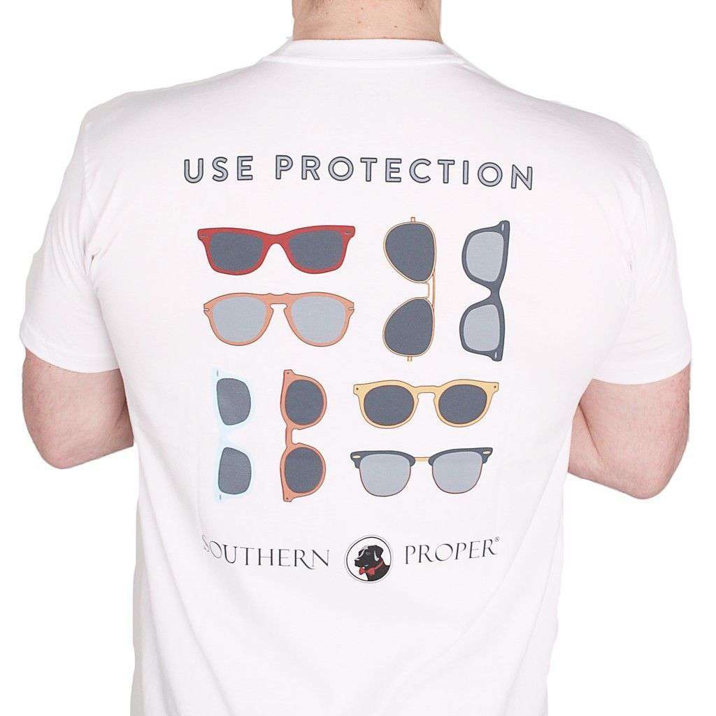 Use Protection Tee in White by Southern Proper - Country Club Prep