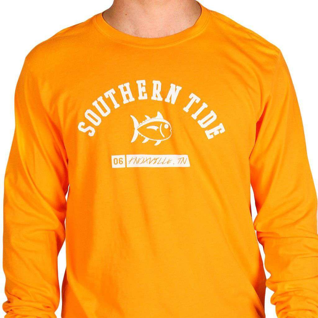 UT Long Sleeve Campus Tee in Rocky Top Orange by Southern Tide - Country Club Prep