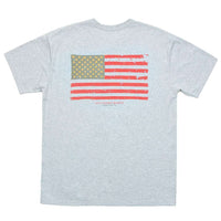 Vintage Flag Tee Shirt in Light Gray by Southern Marsh - Country Club Prep