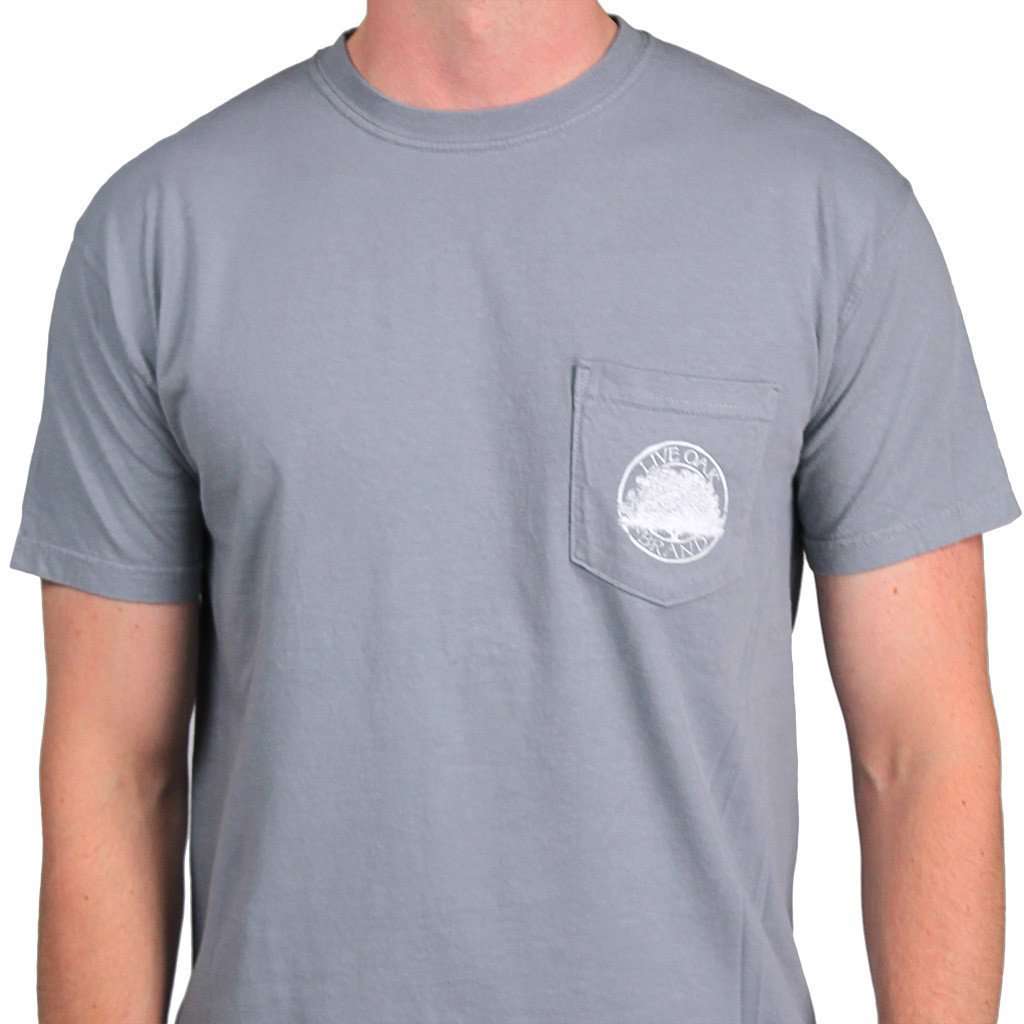Vintage Shell Lab Short Sleeve Pocket Tee in Granite by Live Oak - Country Club Prep