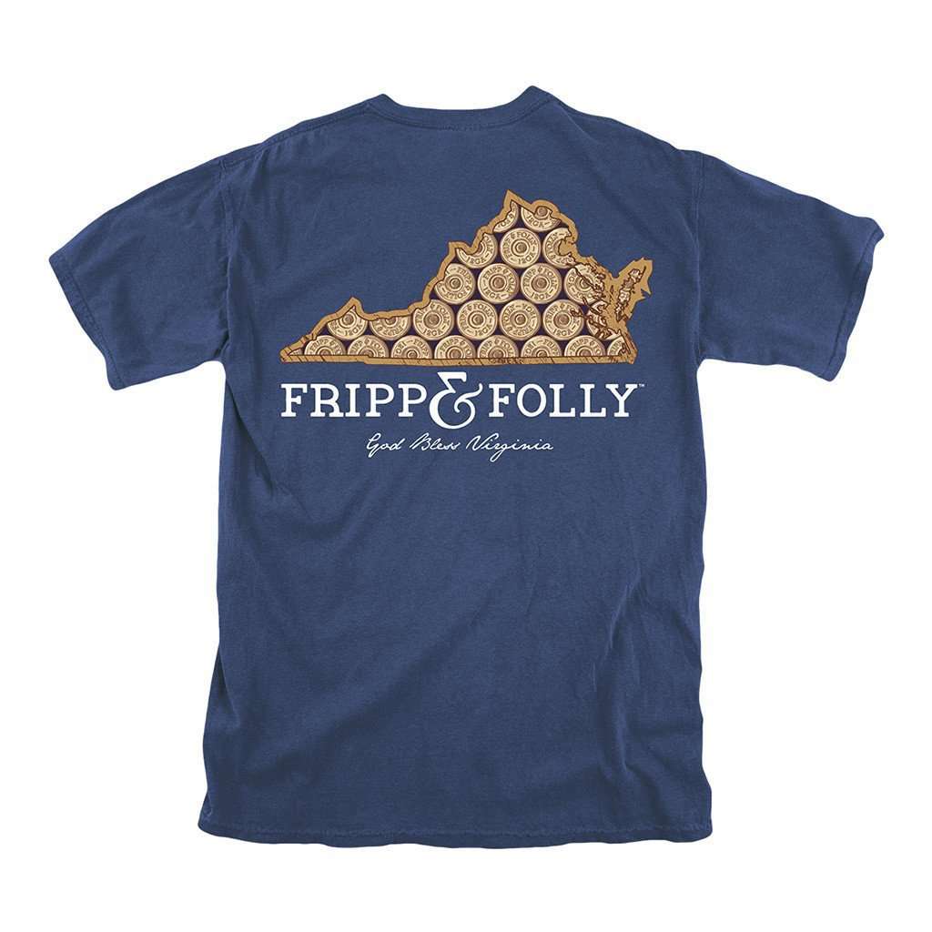 Virginia Shotgun Shell Tee in True Navy by Fripp & Folly - Country Club Prep