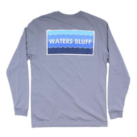 Wave Logo Long Sleeve Tee in Granite by Waters Bluff - Country Club Prep