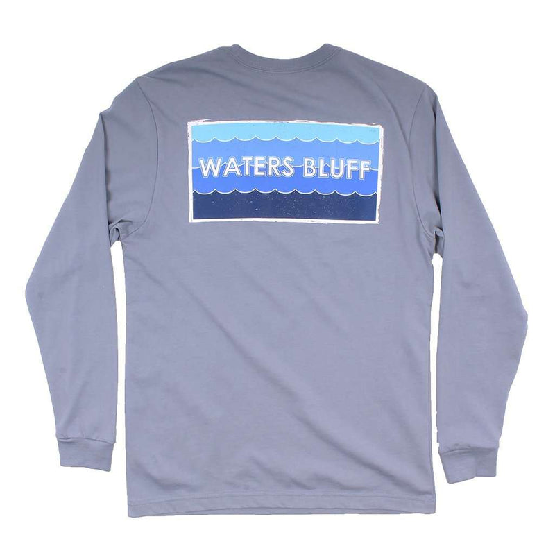 Wave Logo Long Sleeve Tee in Granite by Waters Bluff - Country Club Prep