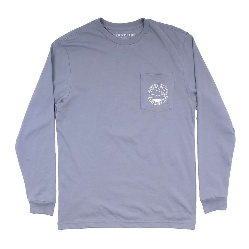 Wave Logo Long Sleeve Tee in Granite by Waters Bluff - Country Club Prep