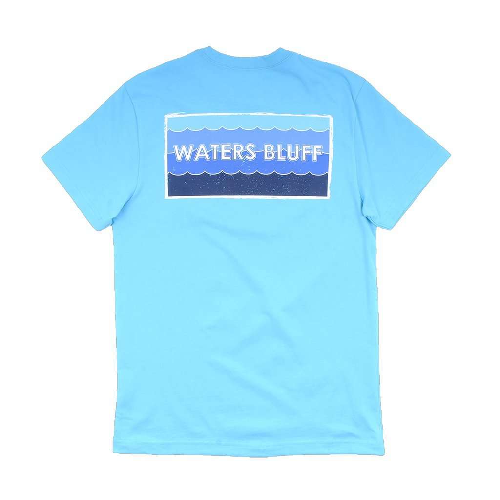 Wave Logo Tee in Lagoon Blue by Waters Bluff - Country Club Prep