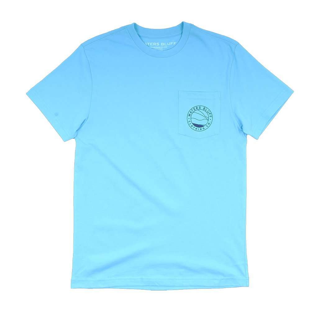 Wave Logo Tee in Lagoon Blue by Waters Bluff - Country Club Prep