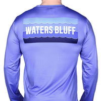 Wave Long Sleeve Performance Shirt in Mystic Blue by Waters Bluff - Country Club Prep