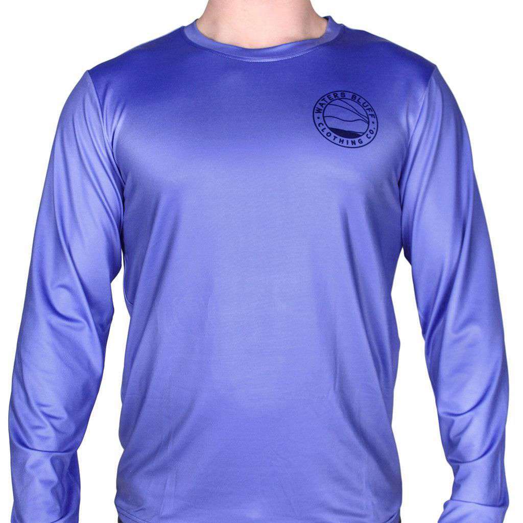 Wave Long Sleeve Performance Shirt in Mystic Blue by Waters Bluff - Country Club Prep