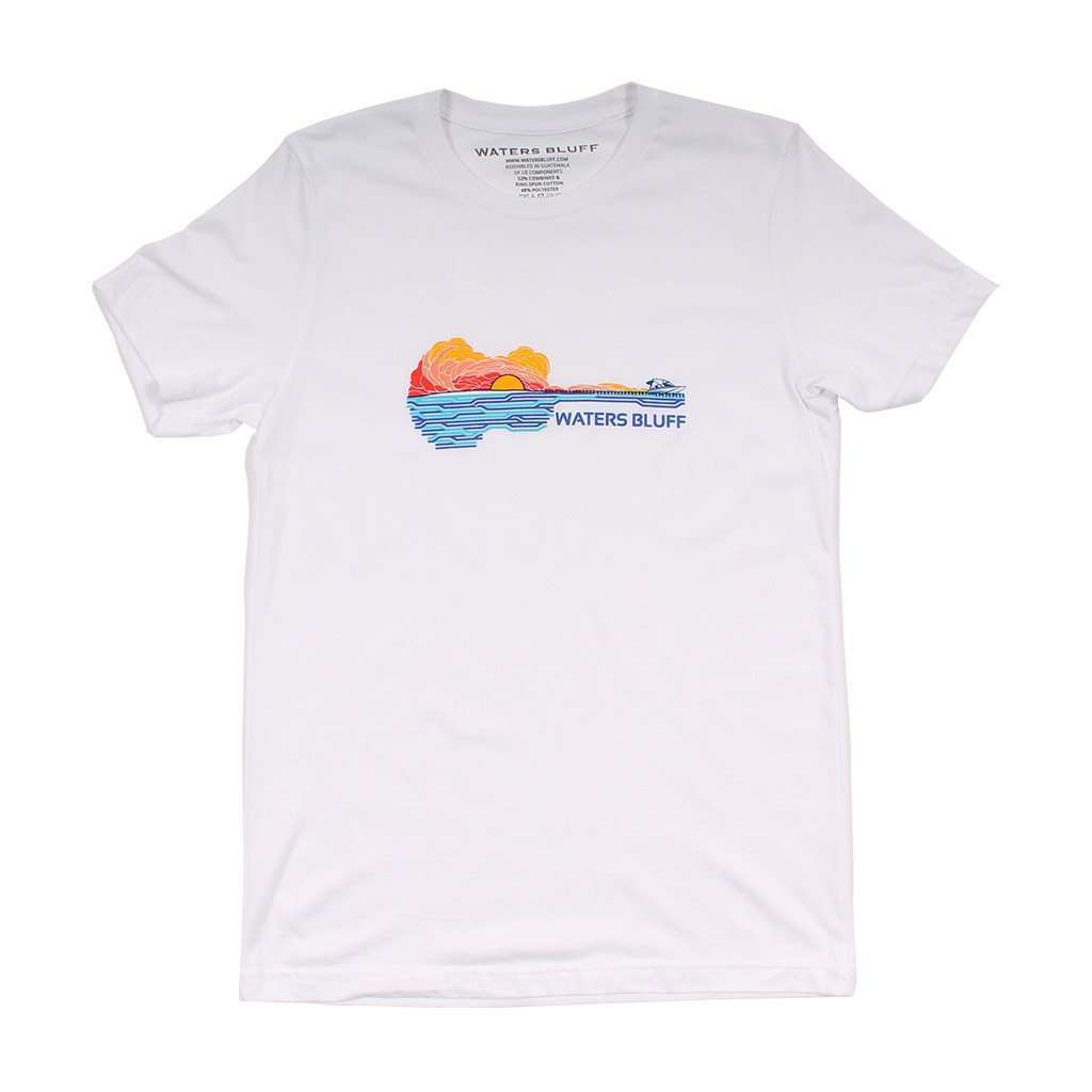 Wavy Guitar Tee in White by Waters Bluff - Country Club Prep