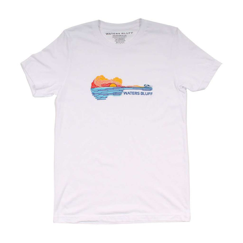 Wavy Guitar Tee in White by Waters Bluff - Country Club Prep