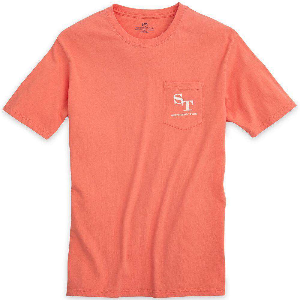 Weathered Skipjack Tee Shirt in Nautical Orange by Southern Tide - Country Club Prep