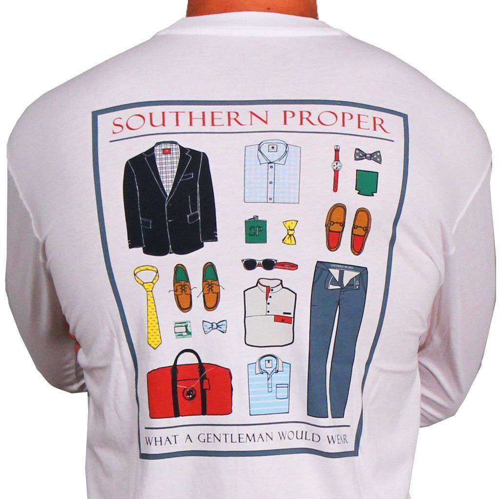 What A Gentleman Would Wear Long Sleeve Tee in White by Southern Proper - Country Club Prep