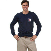 Whiskey Flag  Long Sleeve Tee Shirt in Navy by Anchored Style - Country Club Prep