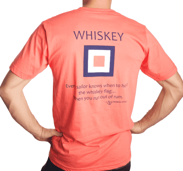 Whiskey Flag Tee Shirt in Coral by Anchored Style - Country Club Prep