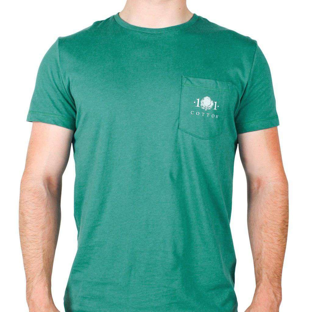 Whiskey Still Pocket Tee in Hunter Green by Cotton 101 - Country Club Prep