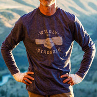 Wildly Stronger Handshake Long Sleeve Tee in Heather Navy by YETI - Country Club Prep