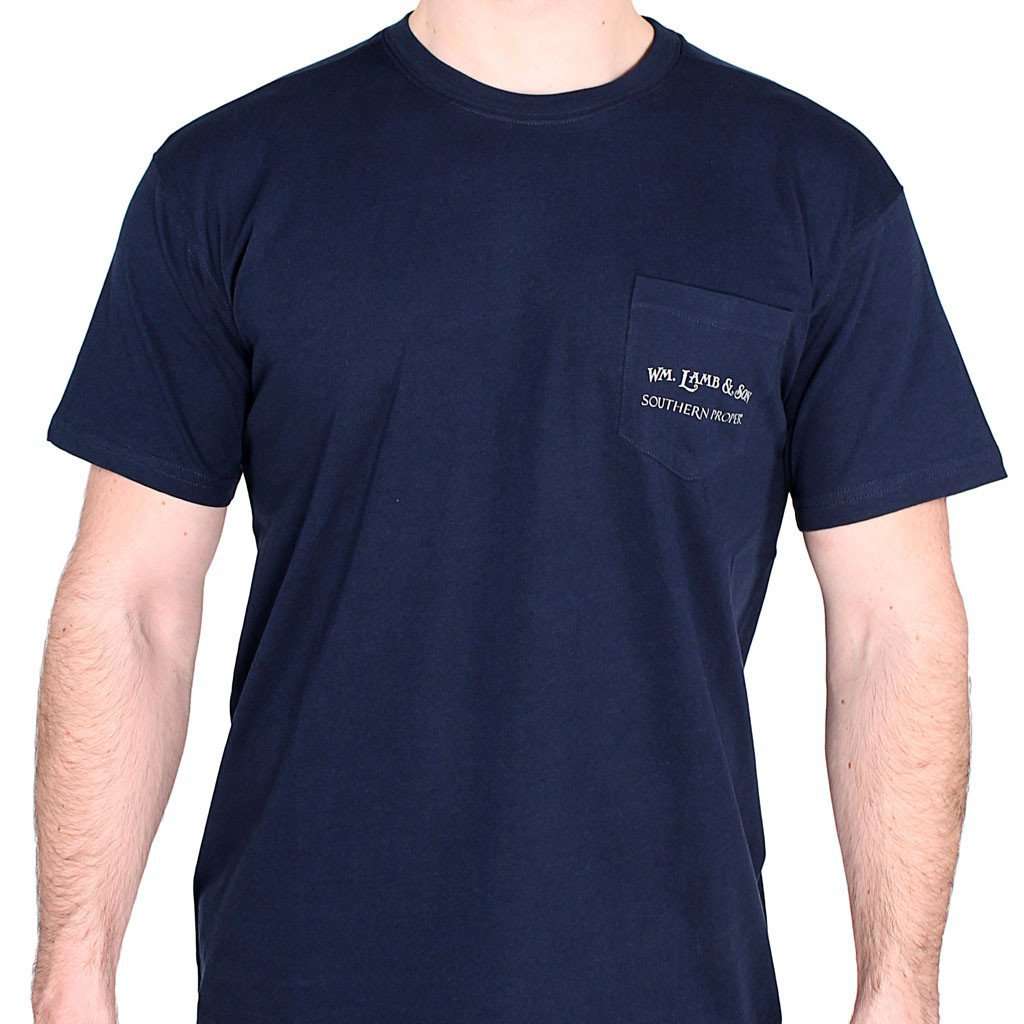 WM. Lamb & Son Tied and Tackled Tee in Navy by Southern Proper - Country Club Prep